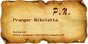 Pranger Nikoletta névjegykártya